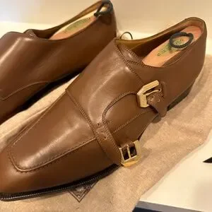 Mens Gucci Monk-Strap Shoes, Brown, Size 11 Men main image 2